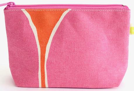 Travel Pouch Small - Hoops Pink + Orange
