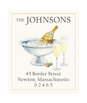Return Address Label - Champagne and Flutes