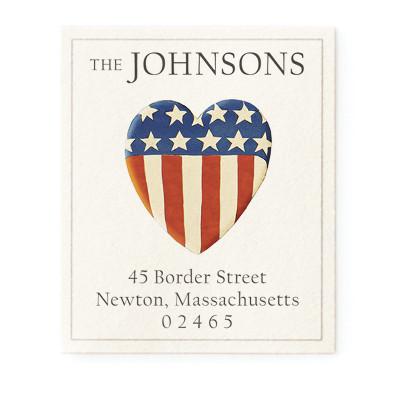 Return Address Label - Heart Flag