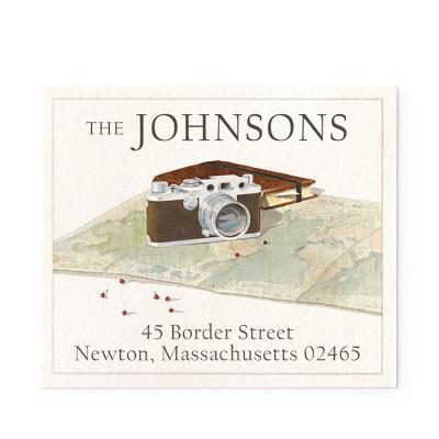 Return Address Label - Map and Camera