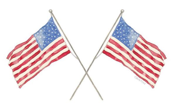 Lucite Holder with Notes - American Flags