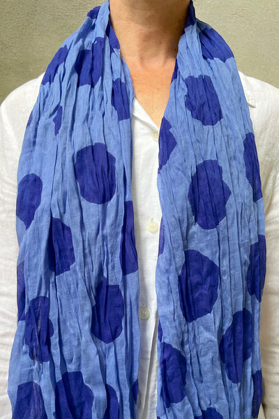 Scarf Cotton - Big Smudge Dot Periwinkle/Ink