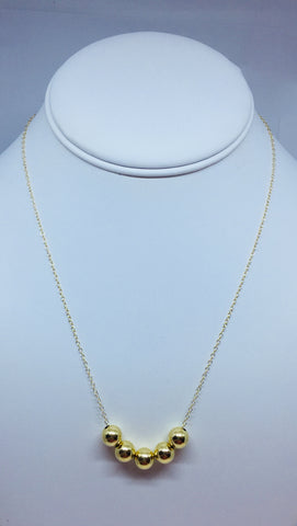 Gold Five Ball Necklace