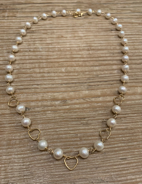 Freshwater Pearl Gold Mini Hearts