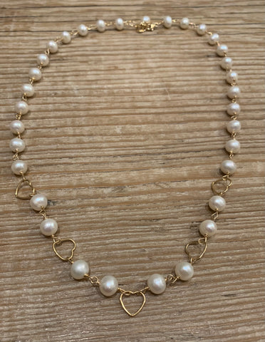 Freshwater Pearl Gold Mini Hearts