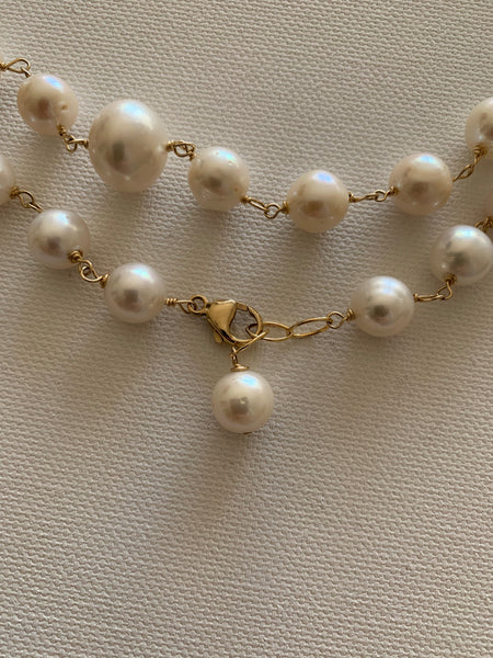 Necklace Double Strand Multi Size Freshwater Pearls