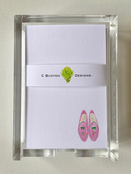 Lucite Holder with Notes - Pink and Green Belgian Loafers