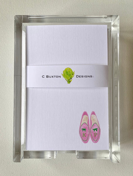 Lucite Holder with Notes - Blue and Lime Belgian Loafers
