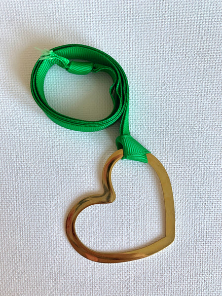 Gold Heart on Grosgrain Ribbon - Many Color Options