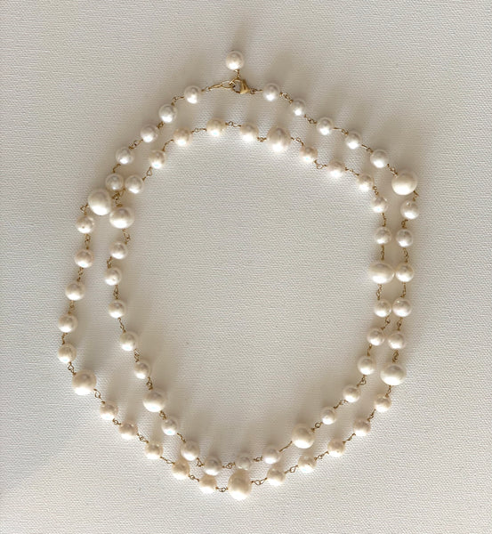 Necklace Double Strand Multi Size Freshwater Pearls