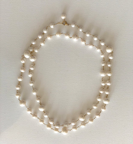 Necklace Double Strand Multi Size Freshwater Pearls