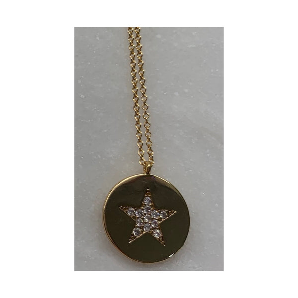 Sparkly Star Gold Disk Necklace