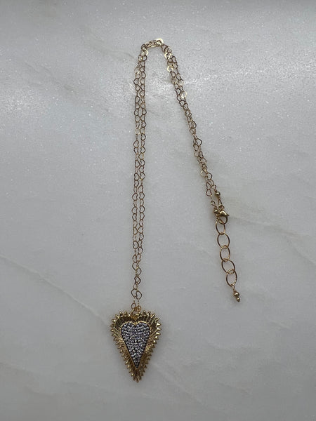 Necklace Fluted Elongated Sparkly Heart