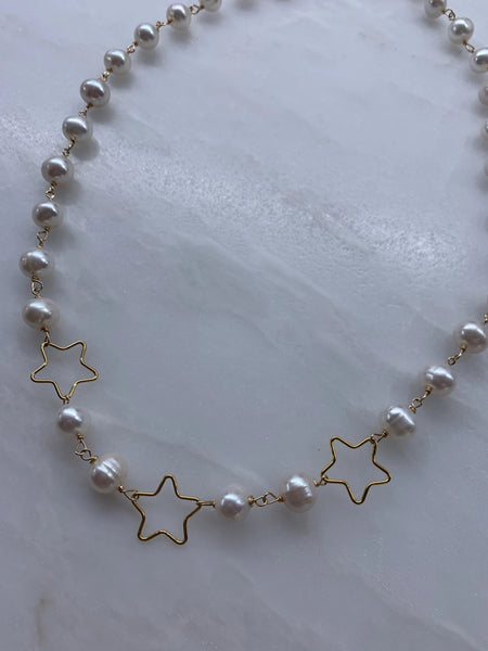 Freshwater Pearl Necklace with Stars