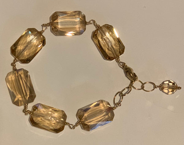 Swarovski Crystal Emerald Cut Bracelet - Golden Shadow