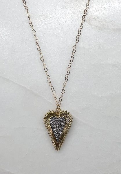 Necklace Fluted Elongated Sparkly Heart