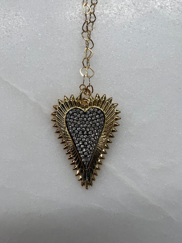 Necklace Fluted Elongated Sparkly Heart