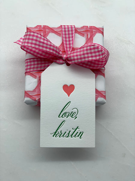 Letterpress Tag - Heart and Love