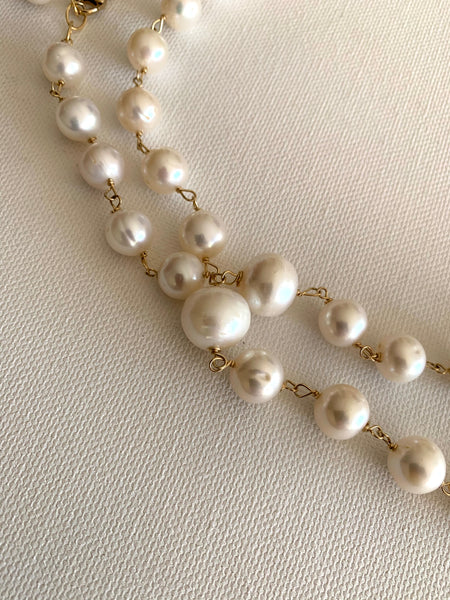 Necklace Double Strand Multi Size Freshwater Pearls
