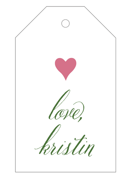 Letterpress Tag - Heart and Love